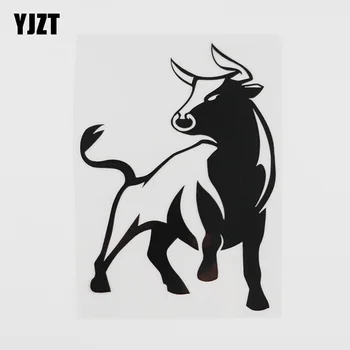 

YJZT 11.4CMX11.9CM Cartoon Angry Bull Horns Rodeo Vinyl Car Sticker Black/Silver 8A-0145