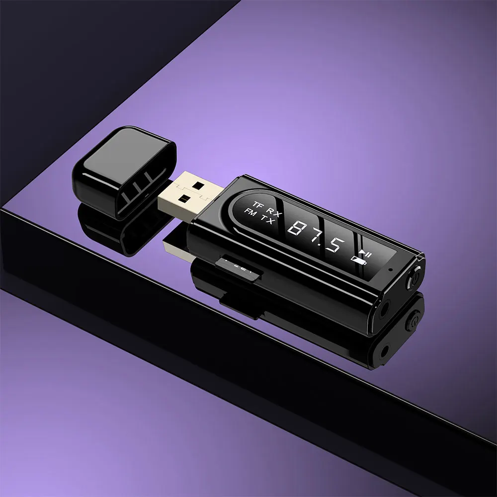 

Universal Bluetooth Receiver AUX FM Transmitter RX-adapter Speaker Audio LED Display Car MP3 Player