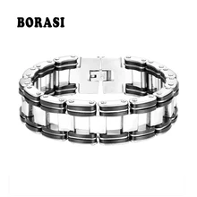 Punk Men Jewelry Silicone Biker Bicycle Motorcycle Chain Men's Bracelets& Bangles 20mm Wide Stainless Steel Bracelets For Man