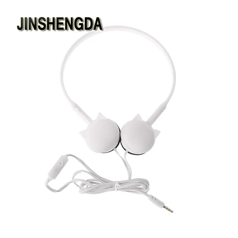 White Лицо кошка гарнитура повязка большие наушники для iPhone Android телефон huawei Xiaomi MP3 N1HC - Цвет: White