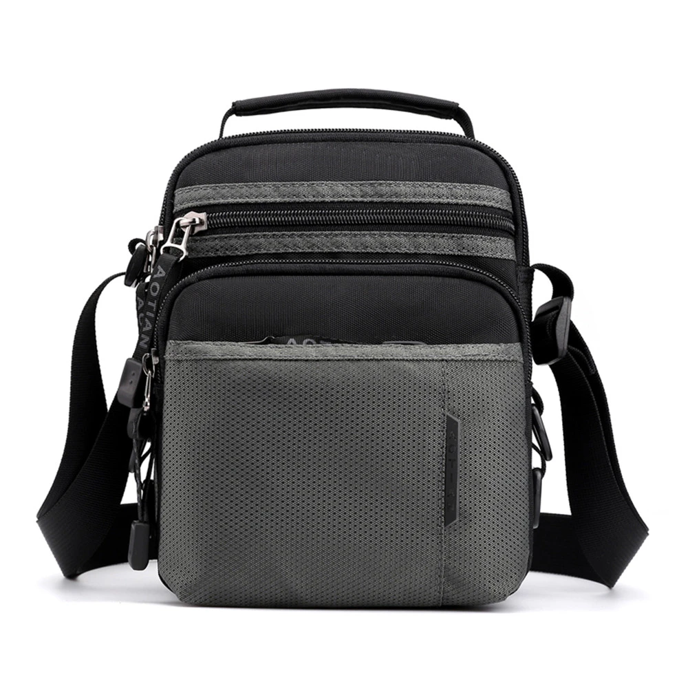 

Fashionable Multi-pocket Nylon Shoulder Bag Men's Waterproof Patchwork Zipper Soft Crossbody Bag Versatile Travel Black Handbag