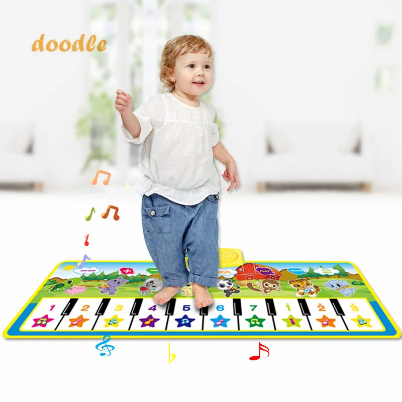 

100x36cm Musical Mat with with Animal Voice Play Mats 10 Keys Record Function Animal Sounds Early Educational Toys for Kids Gift