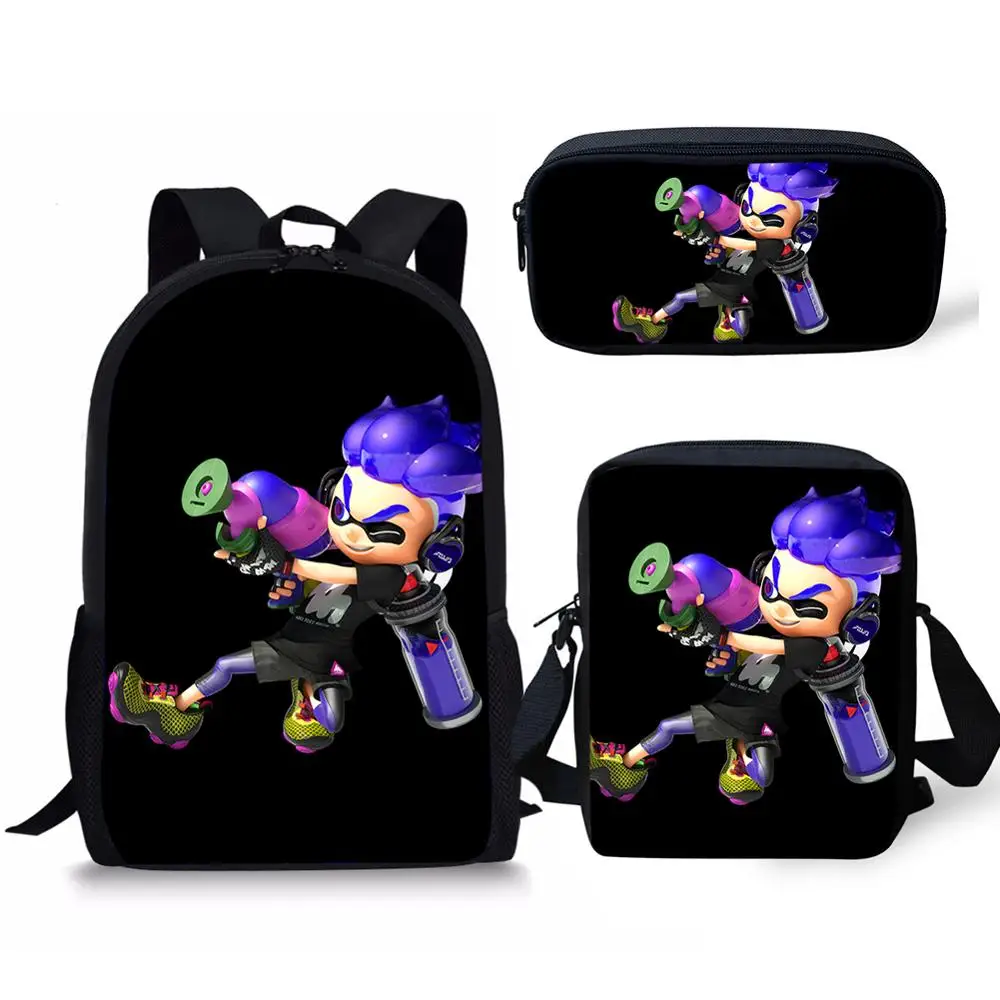 CDGX1164CEK Игра Splatoon 2 студента Школьный рюкзак, набор/комплект из 3 предметов для мальчиков и девочек с яркими рисунками из мультфильма про динозавров ортопедический рюкзак для малышей Детский блокнот портфель рюкзак - Цвет: CDGX1164CEK