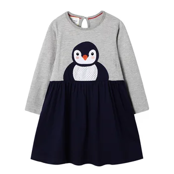 

Girls Long sleeve Dress Spring Autumn cartoon Penguin Printed Dresses for Kids 2-7T