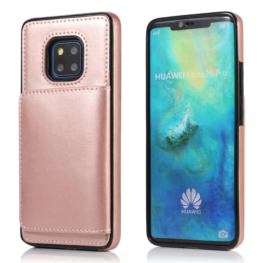 Haissky PU кожаный чехол для huawei P30 P30 Pro Ретро Флип Магнитный чехол для телефона huawei mate 20 20 Lite футляр для карточек визитница - Цвет: Rose Gold