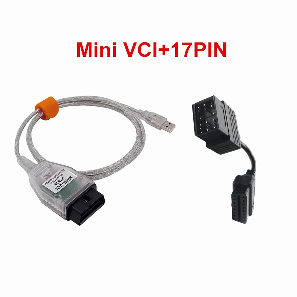 VCI интерфейс для Toyota последний V13.00.022 MINI TIS Techstream MINI-VCI FT232RL чип J2534 OBD2 Диагностический кабель - Цвет: Mini VCI with 17PIN