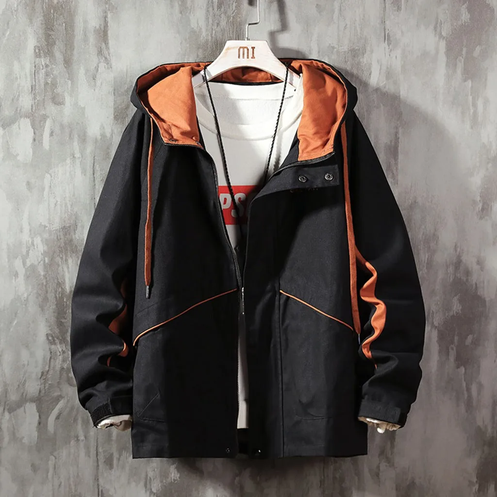 

Nice Spring Autumn Tide Slim Fit Young Men Hooded Jacket Tide Style For Men Fashion Large-Size Pure-Color Cap Coat Windbreaker