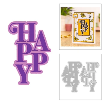 

2020 New Hot English Word Letters Sentiment HAPPY Alphabet Metal Cutting Dies For and Scrapbooking Foil Card Making no stamps