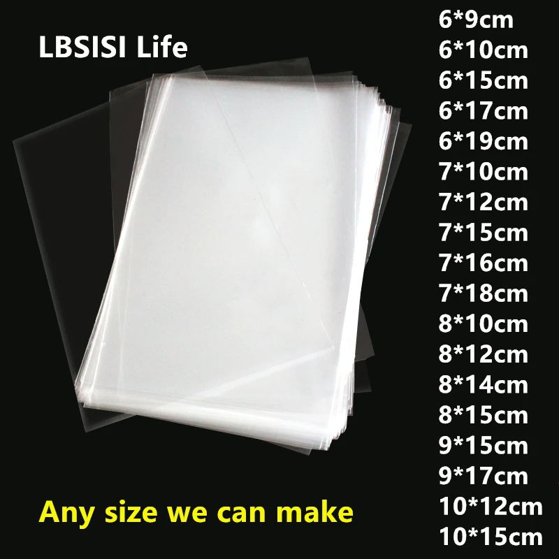 

LBSISI Life 200pcs Clear Top Open Bags For Candy Lollipops Cookie Dessert Packing Bread Cake Jewelry Gift Plastic Package