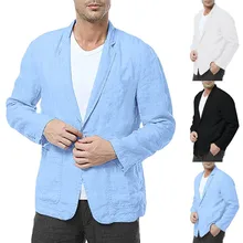 Мужской повседневный обтягивающий официальный деловой мужской тонкий крой с хлопком, плотный длинный рукав тонкие Костюмы Блейзер Куртка Верхняя одежда M-3XL