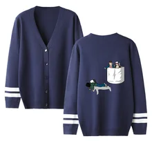 Странные Вещи мужской свитер-кардиган женский свитер унисекс осенний Популярный вязаный свитер с v-образным вырезом Повседневный женский свитер с принтом
