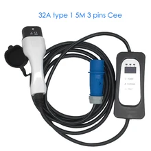 Штекер Зарядное устройство для электромобиля 32a быстрое зарядное устройство для электромобиля IEC62196 Тип 2 CEE 3 штыря автомобильное электрическое зарядное устройство станция EVSE комплект