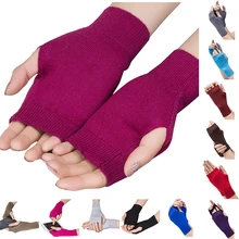 1 par luvas de inverno feminino sem dedos luvas sem dedos mulheres cashmere quente luvas de inverno mão pulso mais quente mittens