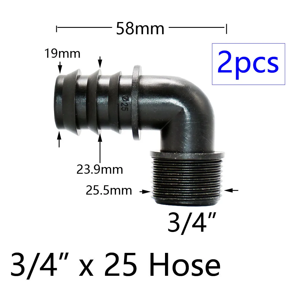 2pcs 1/2" 3/4" 1" Thread To Barb 16mm 20mm 25mm 32mm PE Hose Connector Adapter Gagriculture Irrigation System Pipe Coupler