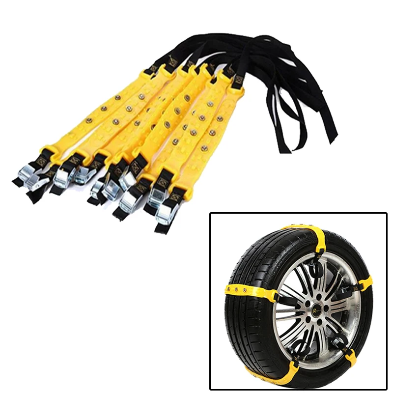 

TOSPRA 10pcs Auto Car Tire Snow Chains Tendon Durable Auto SUV Winter Anti-Skid Safe Driving Belt For Ice Snow Sand Mud Road