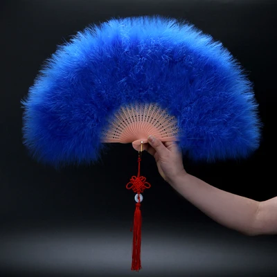 Royal blue Танцевальное перо, веер для рук, Cheongsam, подиум, перо, веер, Abanicos Para Boda Abanico De Mano, Рождественское украшение для дома, Leque - Цвет: Royal blue