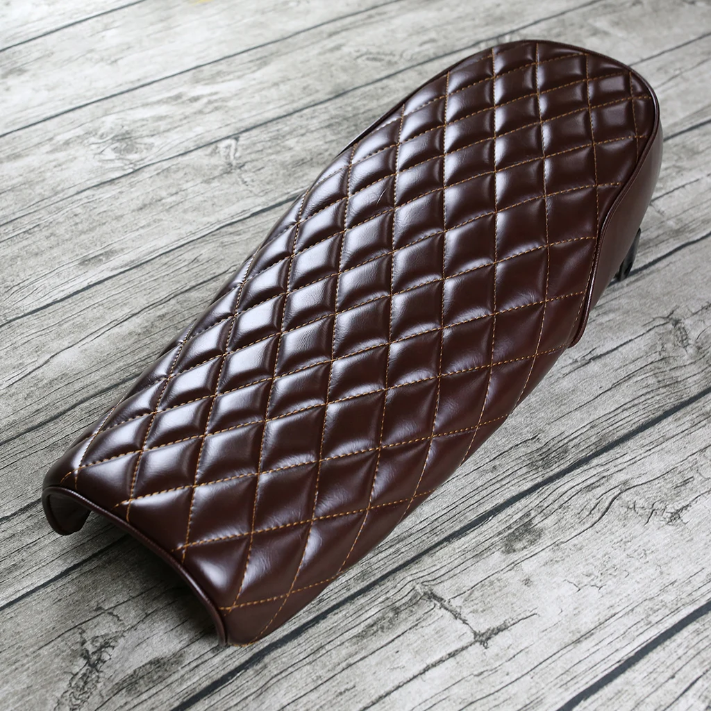 Brown Motorcycle Flat Brat, Styling Vintage Saddle Seat Cushion