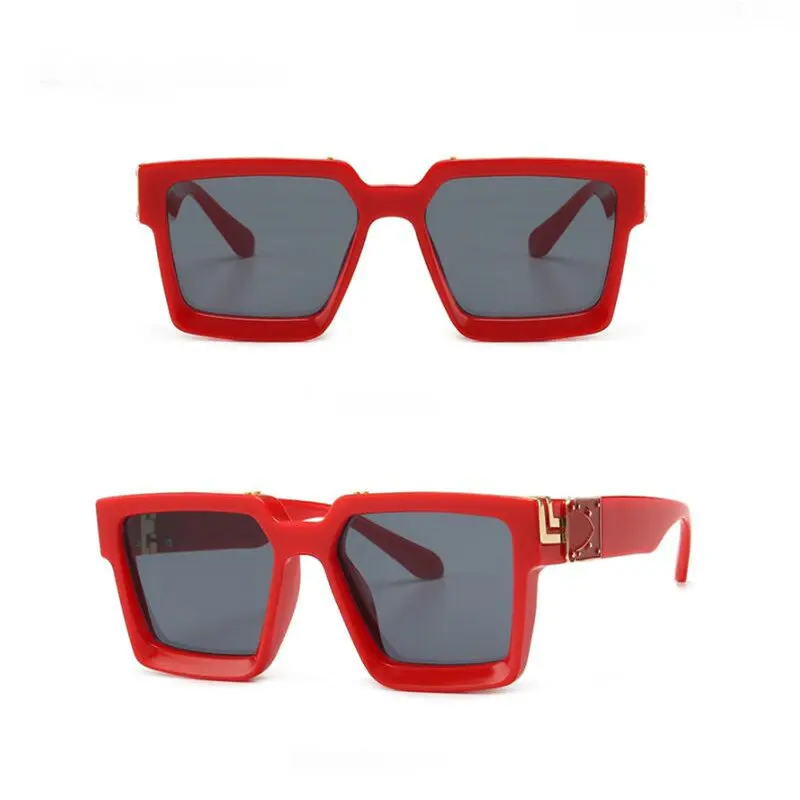 Блестящие золотые Летние Стильные Популярные стильные солнцезащитные очки металлические Квадратные Солнцезащитные очки топ очки ретро мужские солнцезащитные очки wo мужские солнцезащитные очки - Цвет линз: red