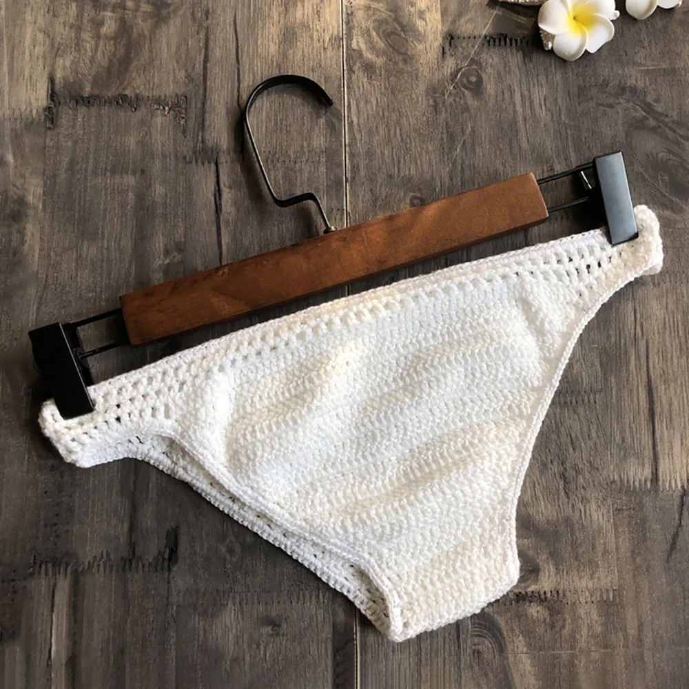 Sfit 2020 Women Sexy Crochet Bikini Bottom Boho Thong Swimwear Handmade Swimsuit Knitting Shorts Hollow Two Piece Separates