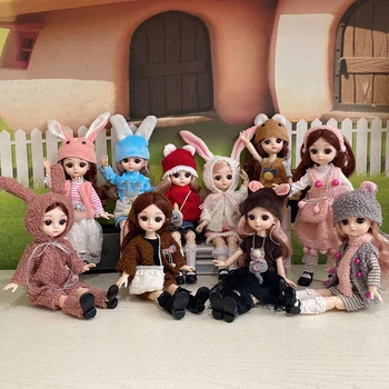 Rabbite Dress 30CM Bjd Doll 15 Movable Joints Dolls With Animal Suit Make up DIY Bjd Doll Best Gifts For Girl Handmade BJD Toy 1