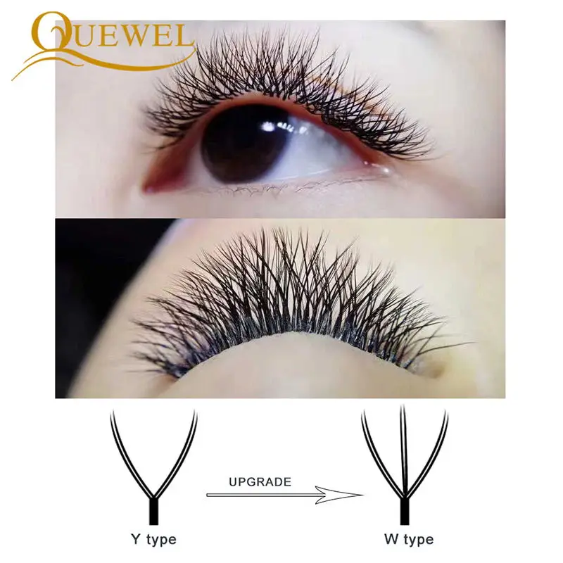 Quewel W Shape Индивидуальные Накладные ресницы с двойным наконечником 0 07 мм C/D curl