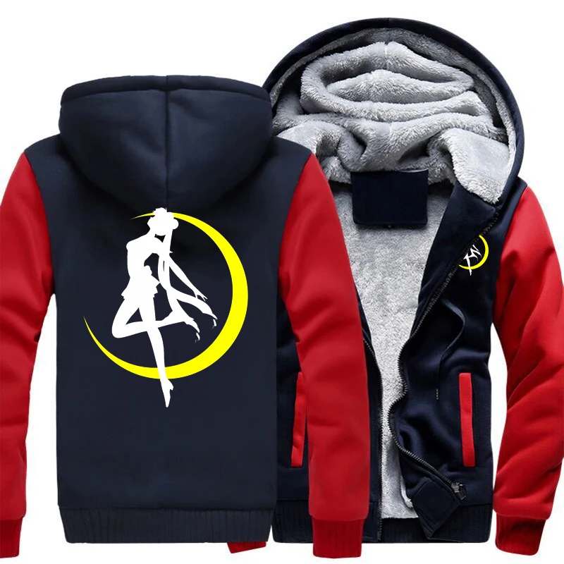 Anime Sailor Moon Tsukino Usagi Hoodie Sweatshirt Men Women Coat Jacket Outwear Thicken Fleece Warm Hoodies Sweatshirts US Size