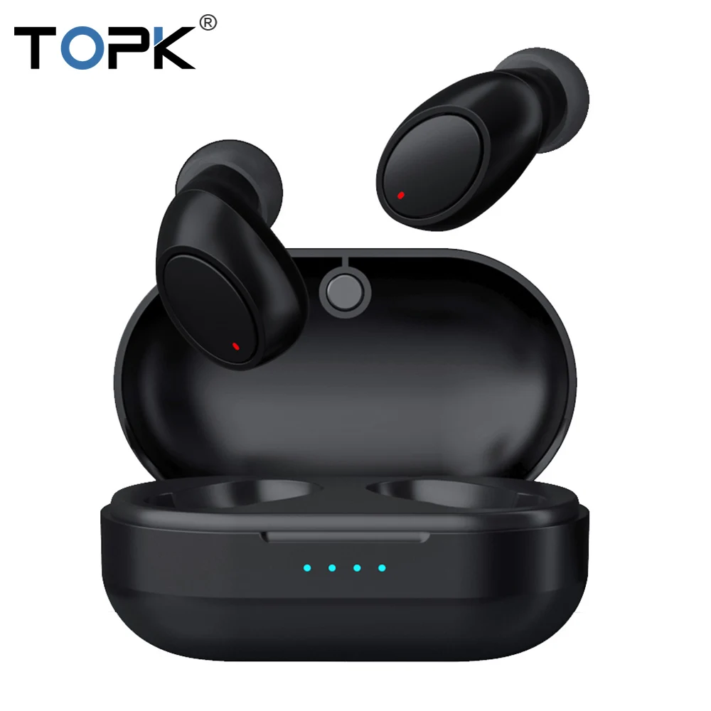 

TOPK TWS Fingerprint Touch Bluetooth Earphones HD Stereo Noise Cancelling Wireless Headphones gaming Support iOS/Android Phones