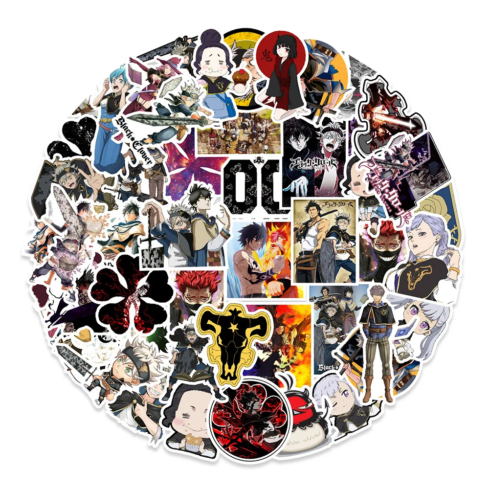

10/30/50PCS Cartoon Anime Black Clover Graffiti Sticker Skateboard Suitcase Mobile Phone Notebook Gift Toy PVC Sticker Wholesale