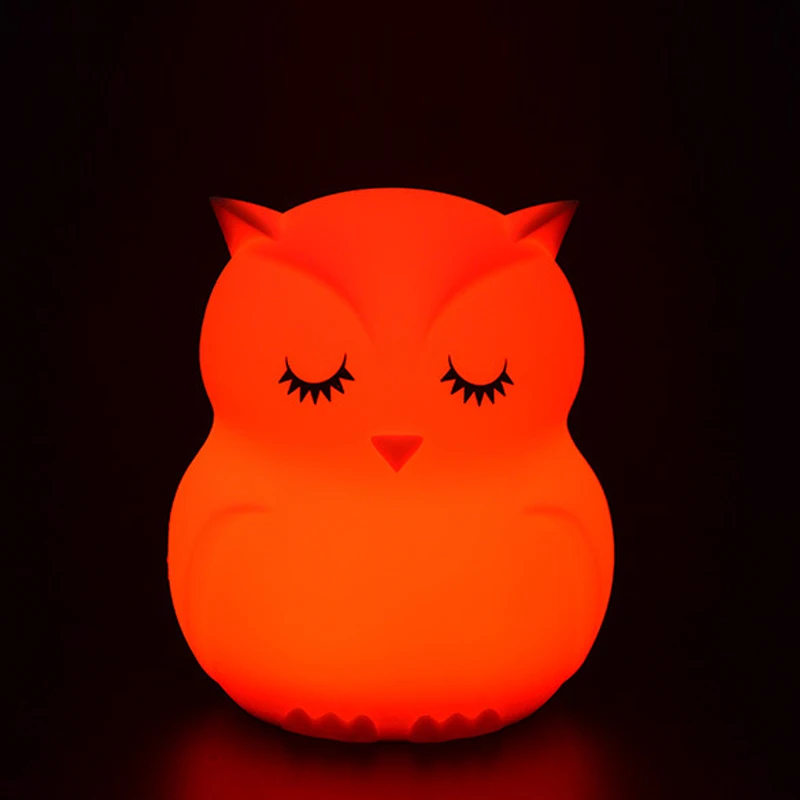 

Night Light Owl LED Lamp Remote Control Touch Sensor 9 Colors Dimmable Timer USB Cartoon Silicone Bedside Lamp for Children