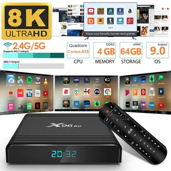 

Smart TV Box 4K 64bit Quad Core Video Player 2.4G 5G WIFI Set Top Box for Android 9.0 Operating System