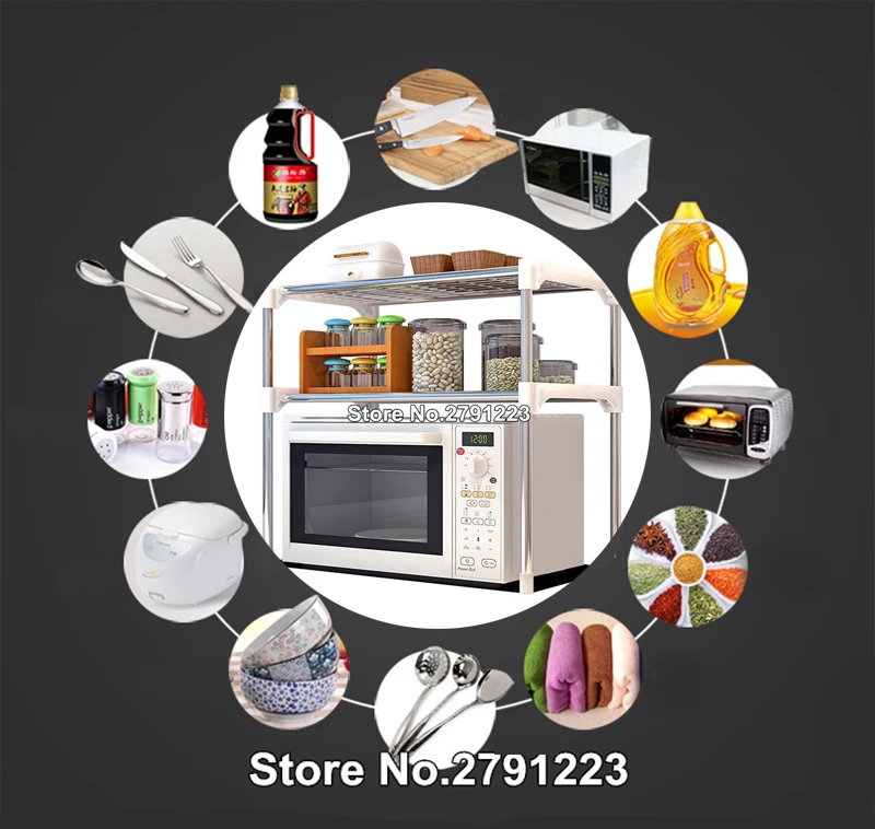 2 Layers Stainless Steel Rack for Bathroom Kitchen Microwave Oven Storage