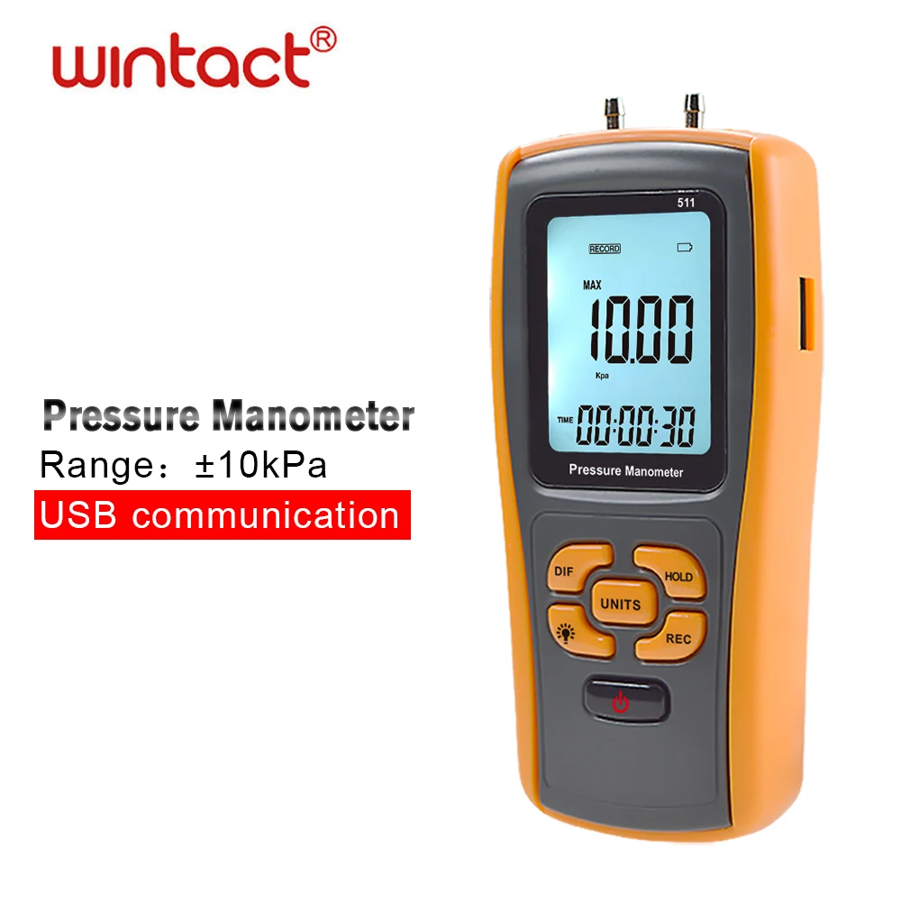 Высокая точность цифровой микро-манометр дифференциального давления Манометр метр с ручным удержанием данных USB порт - Цвет: GM511