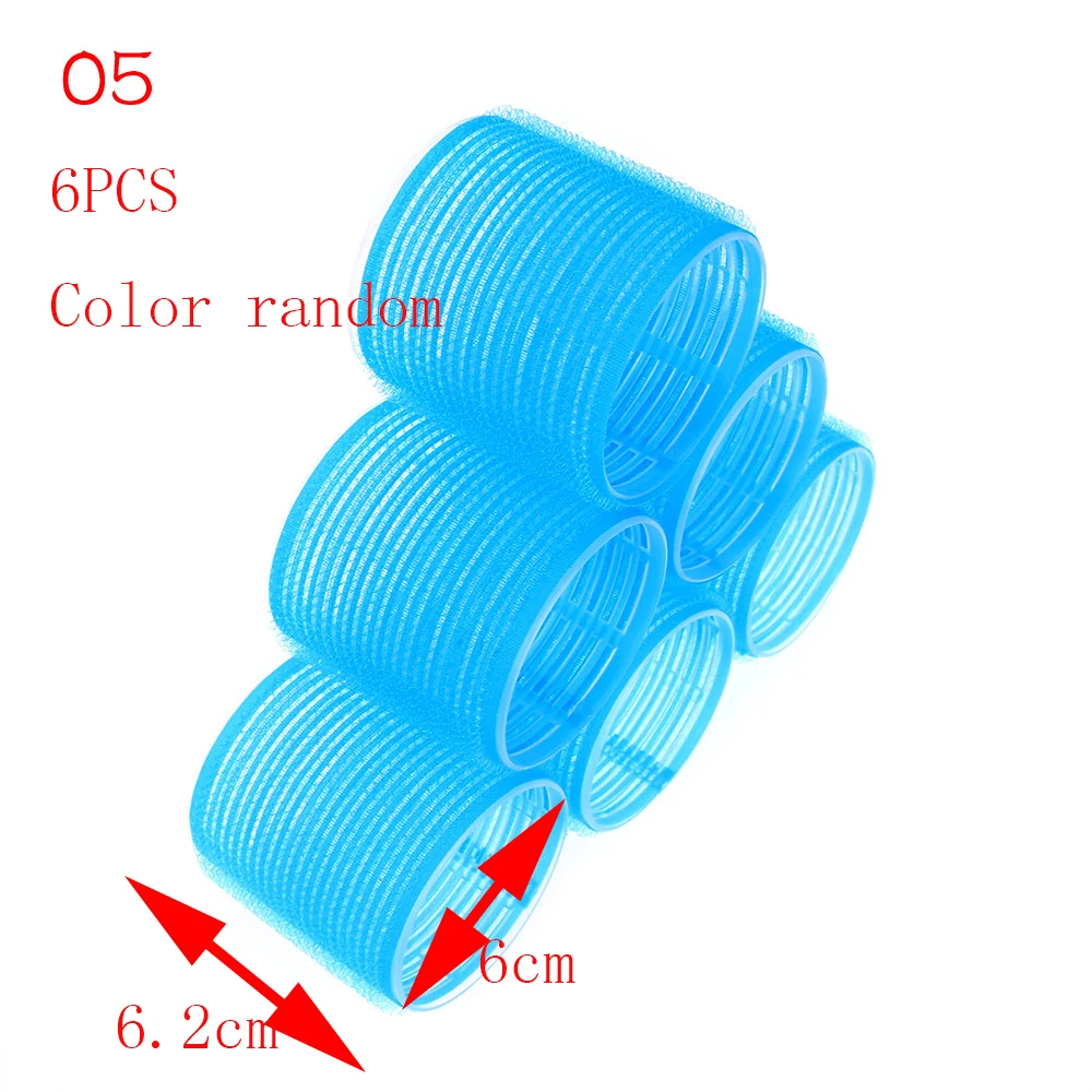 Горячая Распродажа, 6 шт./партия, разные размеры, разные цвета, большой, с самозахватом, бигуди для волос, профессиональный салон, парикмахерские бигуди, инструменты для парикмахерских - Цвет: Синий