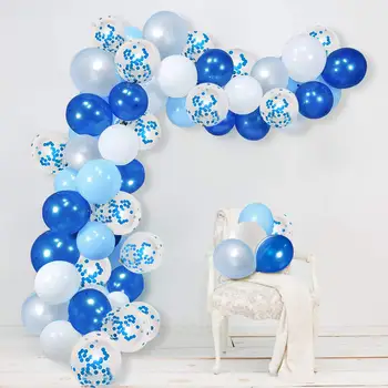 

50pcs 12 inch DIY Home Decorations Balloon Garland Arch Kit Blue and White for Boy Baby Shower Birthday Wedding Party Supplies