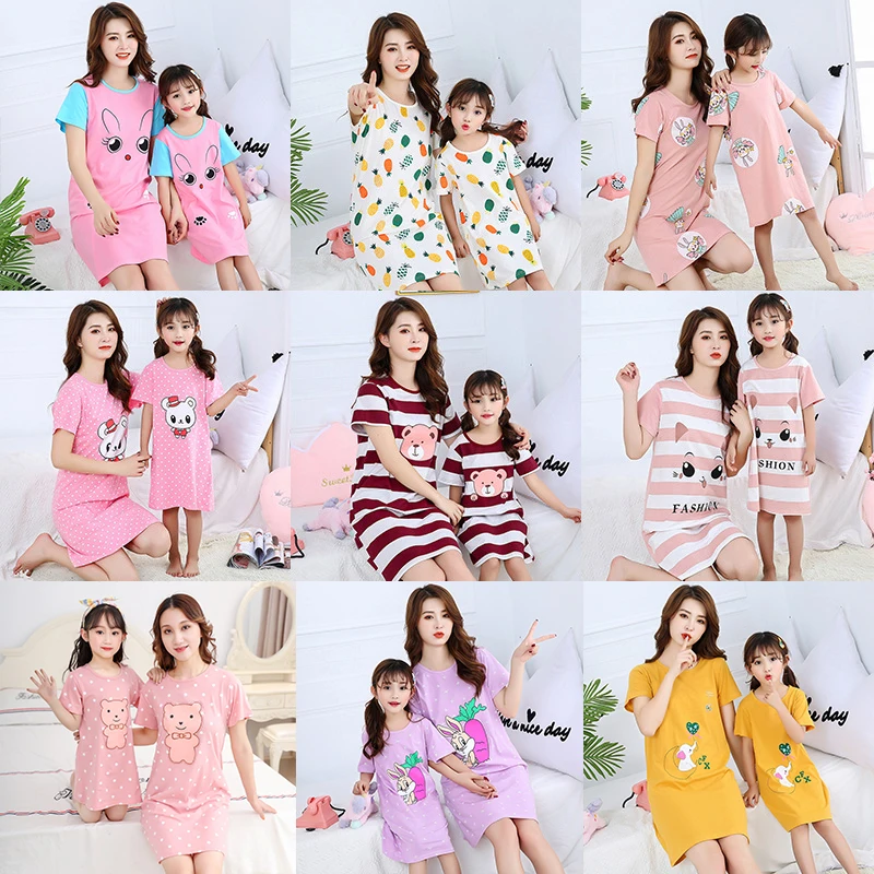 Хлопковая ночная рубашка для девочек одинаковая всей семьи пижама принцессы