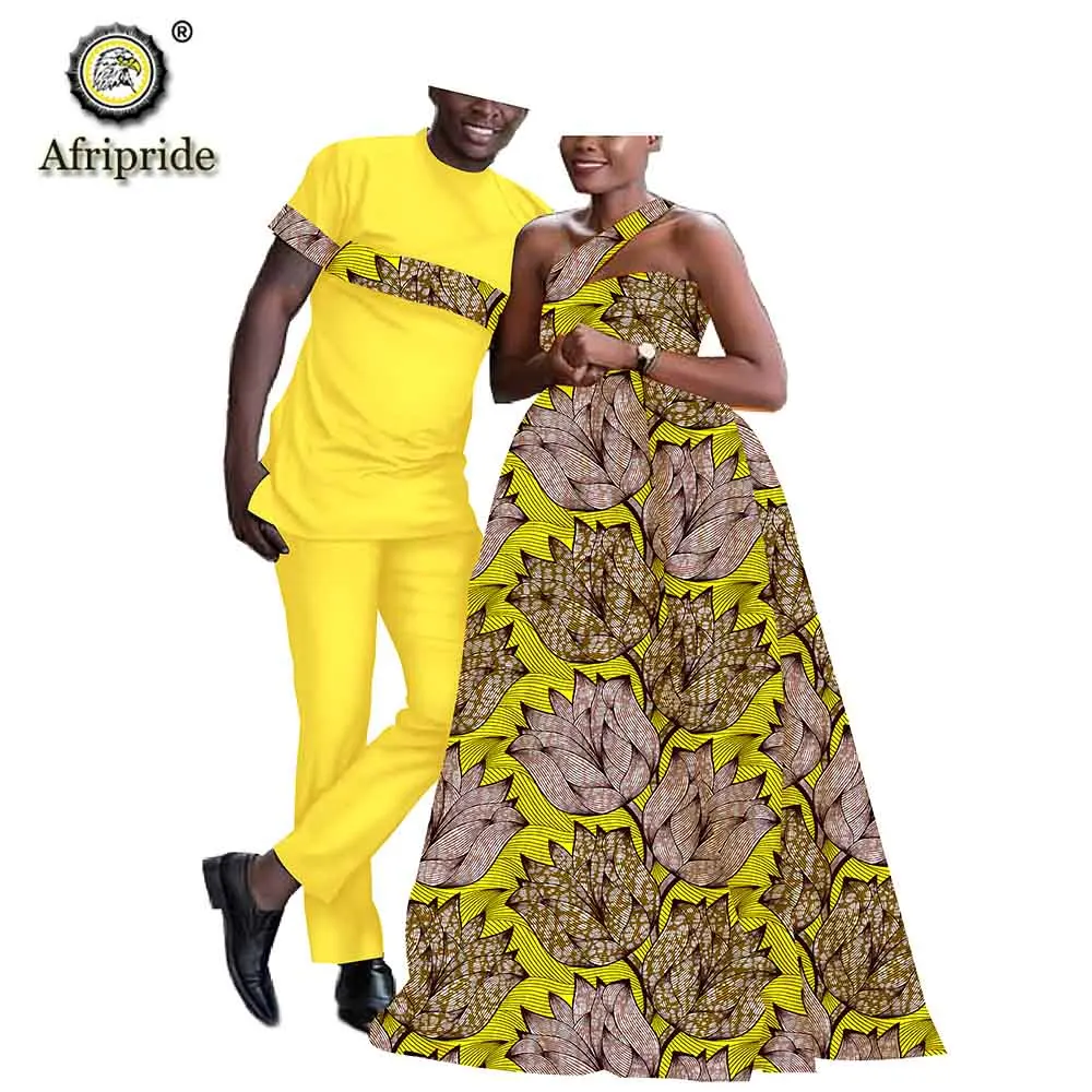 Африканская пара, женское платье, костюмы, мужские рубашки, брюки, Дашики, восковая печать, традиционная официальная вечеринка, свадьба, AFRIPRIDE, S19C001