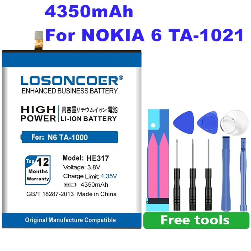 LOSONCOER HE317 4350 мАч батареи высокой емкости для Nokia 6 Nokia6 батарея N6 TA-1039 TA-1021 TA-1000 TA-1003 TA-1025 TA-1033 TA
