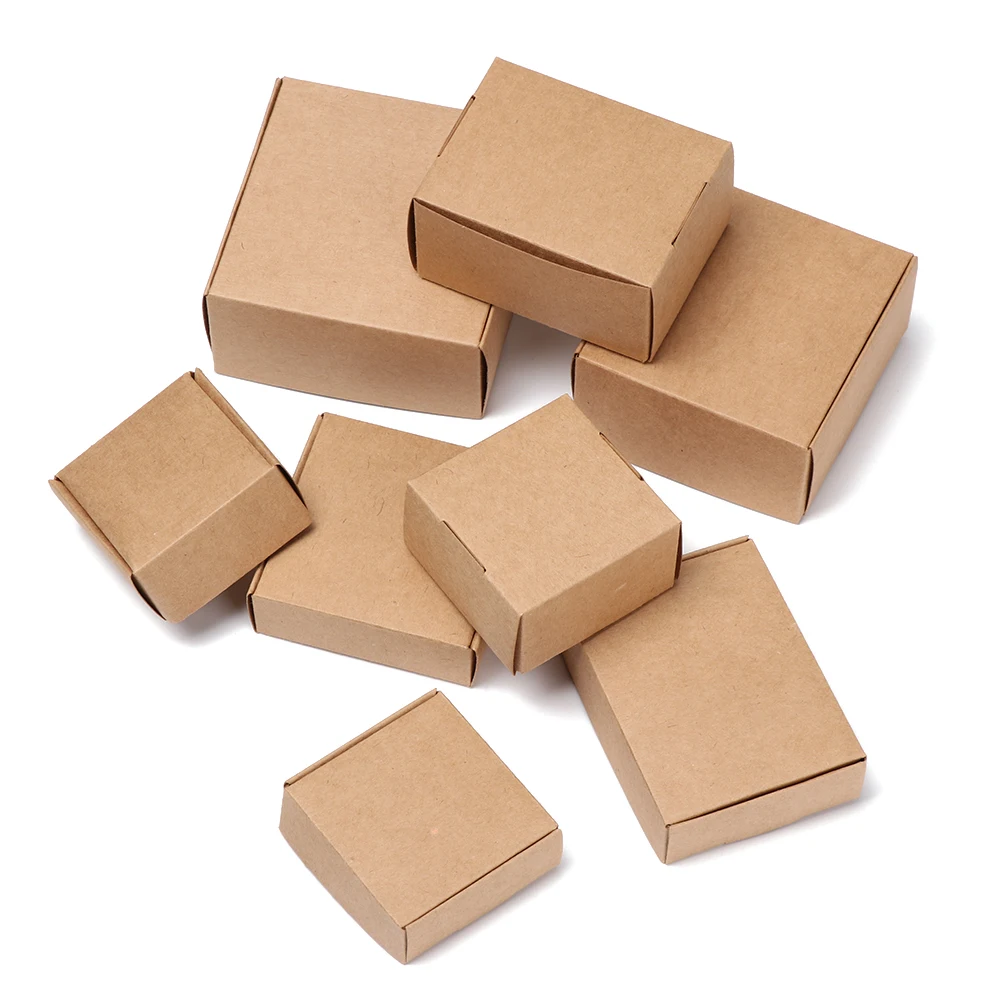 10pcs/lot Multi-size Kraft Paper Box Brown Cardboard Handmade Soap White Craft Gift Black Packaging Jewelry | Дом и сад
