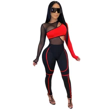 New Color Block Mesh 2 Piece Stripe Set Bodysuit And Pants 2020 Hollow Out See Through Party Sexy Club Outfits For Women Set New Color Block Mesh 2 Piece Stripe Set Bodysuit And Pants 2020 Hollow Out See Through Party Sexy Club Outfits For Women Set