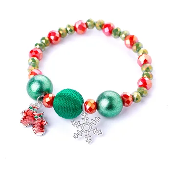 

Christmas Hand Bracelets Women Girls Round Beaded Christmas Bracelets Jewelry Santa Claus Home Ornaments Gift Xmas Decor Girls