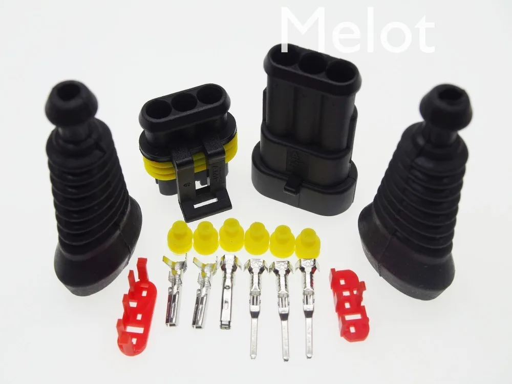 3 Pin AMP male& female Auto hid разъемы+ оболочка(2 шт) Наборы для HEV/EV Start/Stop/Inverter систем и т. Д