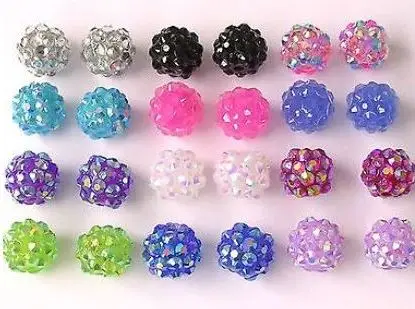 

10MM mixed white Chunky Resin Rhinestone Beads Bling Ball Beads Chunky Kid Jewelry Wives DIY Finding bracelet necklace 34h34