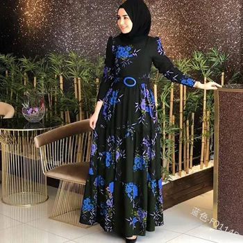

Plus Size Fashion Flower Print Kaftan Abaya Dubai Hijab Muslim Dress Caftan Marocain Turkish Dresses Jilbab Women Islam Clothing
