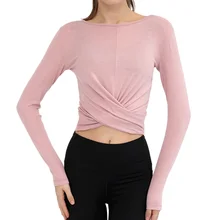 New Fashion Women Long Sleeve Sport T-Shirt O Neck Casual Tops Solid Color Sexy Blouse Tops Fitness Yoga Shirts Mujer Breathable