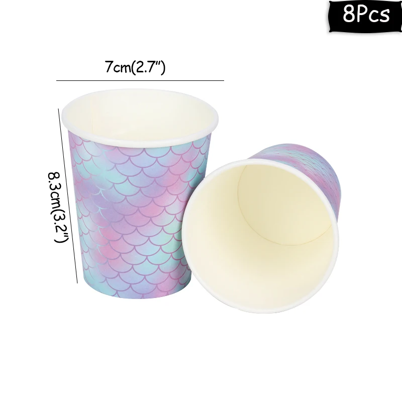 8pcs cups С рисунком «маленькая русалочка» вечерние поставки реквизит для фотосессии русалка Русалка День рождения подарки на день рождения для детей украшения для вечеринок - Цвет: 8pcs cups