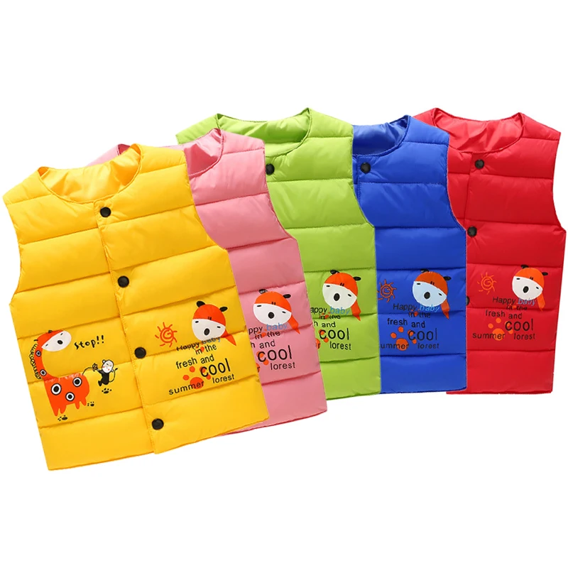 

100% high quality Giraffe cartoon cotton parkas Children's vest for girls boys coat down parkas kids vest warm winter clothing