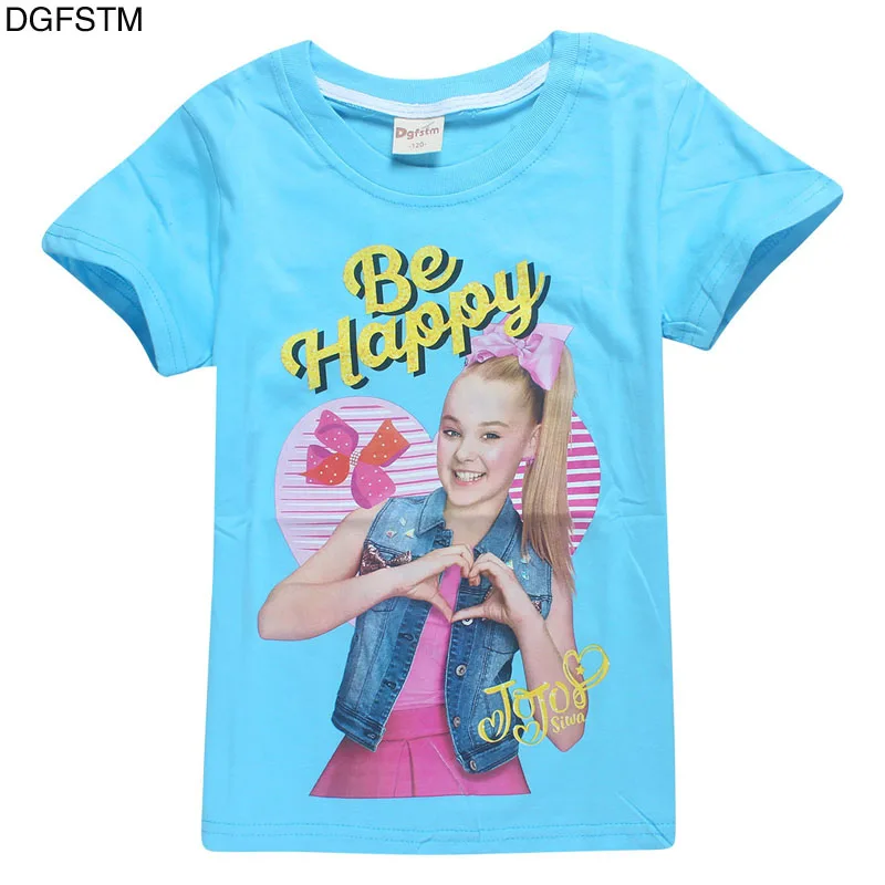 Новые летние детские топы с героями мультфильмов JOJO siwa для девочек, хлопковая футболка с короткими рукавами для мальчиков и девочек, детская одежда, От 4 до 12 лет