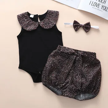 

Cute Newborn Baby Girls Clothes Set Summer Infant Clothing Leopard Print Clothing For Babies Fashion Baby New Born Clothes Sets