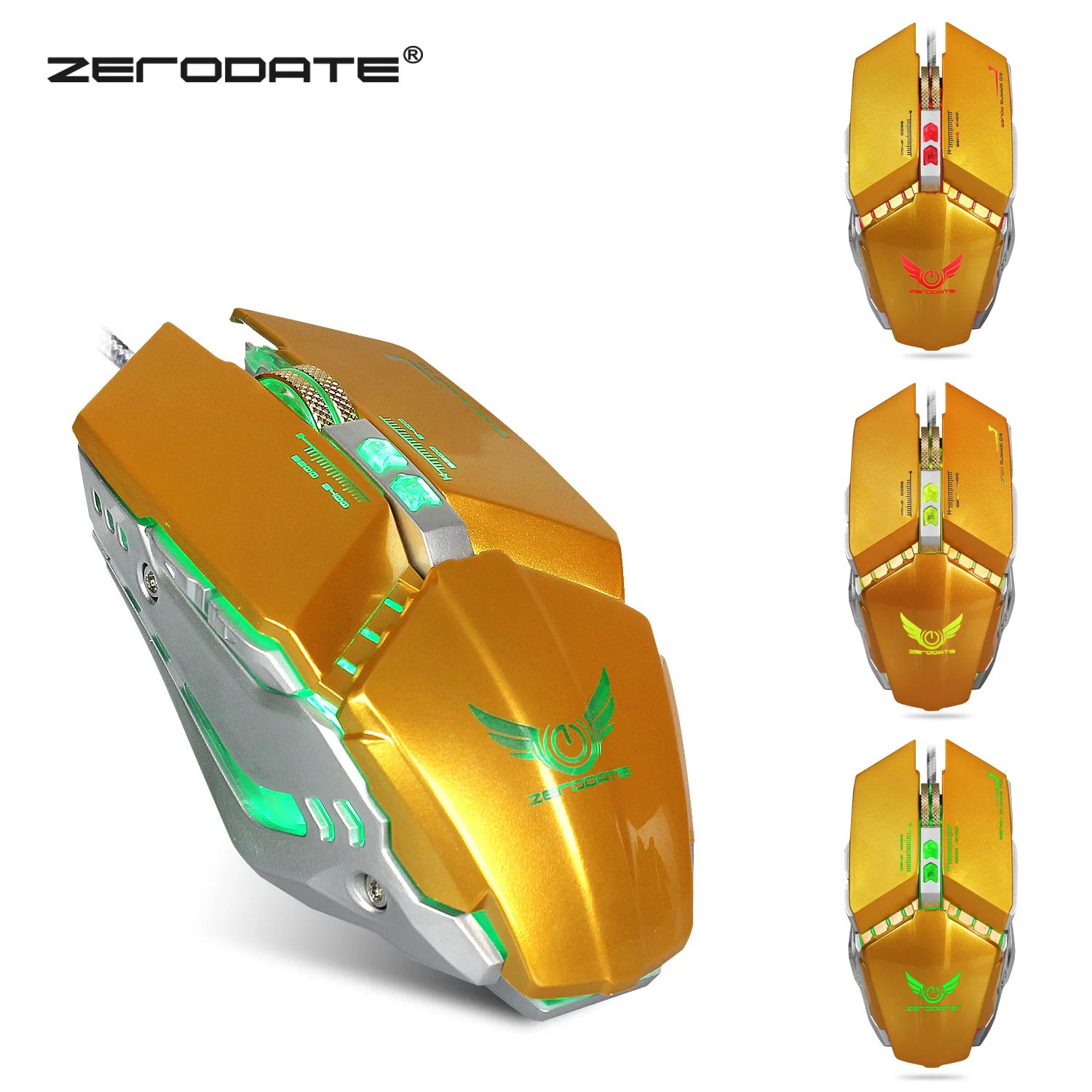 ZERODATE X700 оптическая мышь usb Механическая игровая мышь полный ключ Макросъемка Проводная игровая мышь Четыре Цвета блестящая мышь