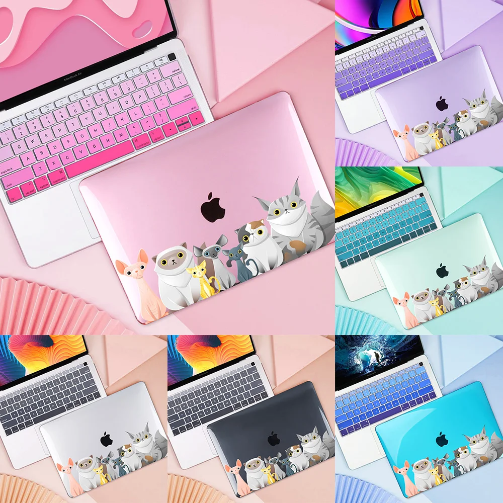 Пластиковый жесткий чехол с изображением кота для MacBook Air Pro Retina 11 12 13 15 16 дюймов Touch bar 2020 A2337 A2179 A2338 A2141 A1466
